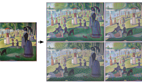 Left: Original painting by Georges Seurat. Right: processed images by Matthew McNaughton, Software Engineer